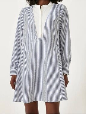 NWT TUCKERNUCK POMANDER PLACE 100% Cotton Lottie Striped Blue White Shirt Dress